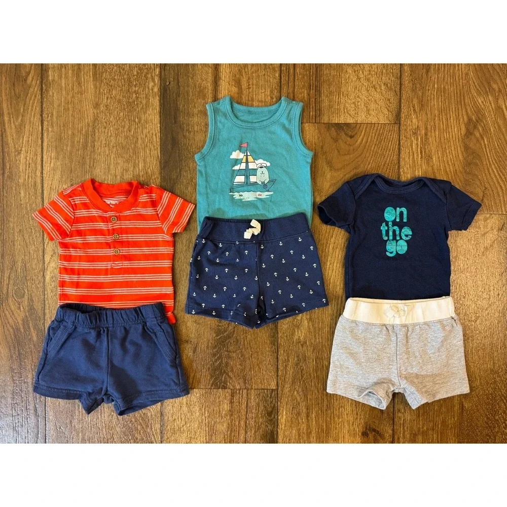 Carter's Boy 3 Months Summer Clothes Lot Outfits Shorts Shirts Bodysuits On Go - Picture 12 of 13
